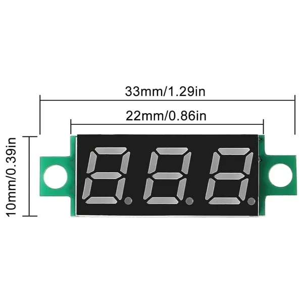 3 Kablo Mini Dijital Voltmetre 0.28inch 0-100V DC