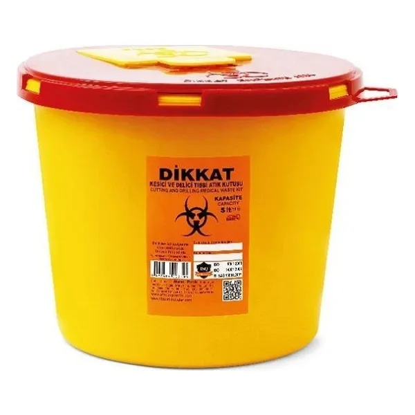 5 Adet Kesici ve Delici Tıbbi Enfekte Atık Kutusu 3.5 Lt.