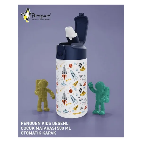 500ML Çocuk Su Matarası Paslanmaz Çelik Pipetli Bpa Free Sızdırmaz Kapaklı