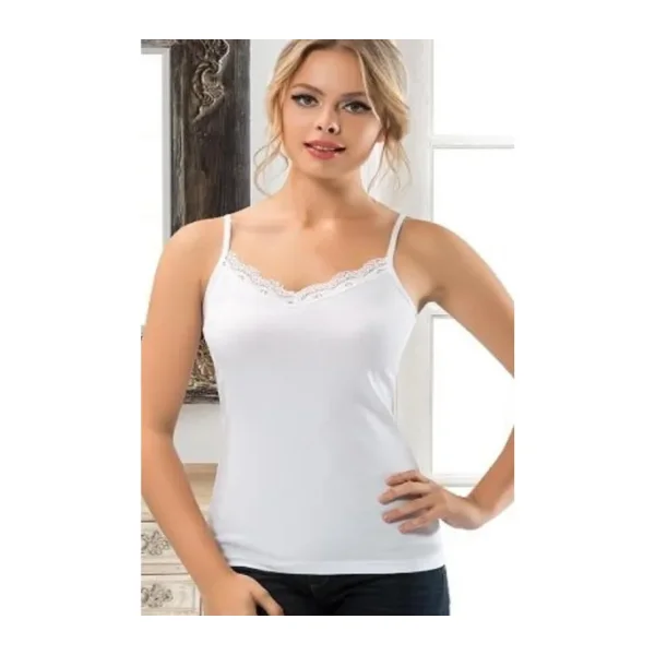 Anıt V Yaka Dantelli Atlet 2809 - M - Beyaz