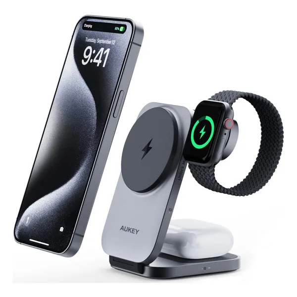 Aukey LC-MC312 15 W 3in1 Kablosuz Şarj Aleti