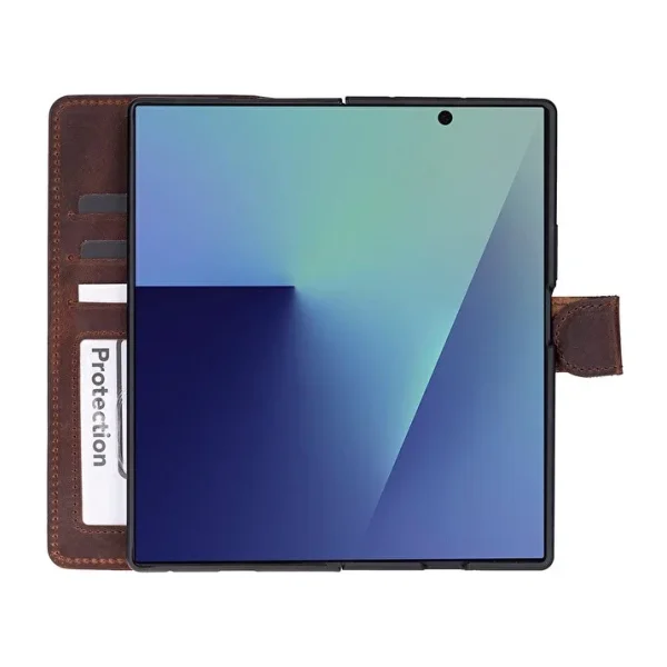 Bloominbag Aurelio Samsung Galaxy Z Fold7 Siena Saddle Brown Deri Cüzdan Telefon Kılıfı - Kahverengi