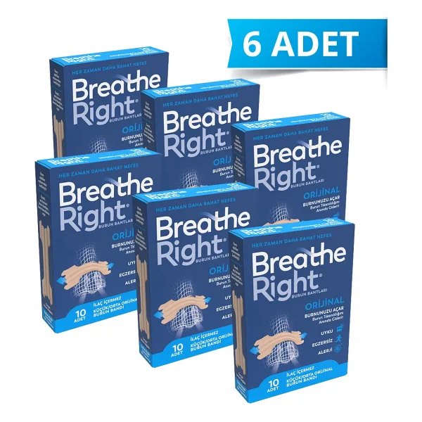 Breathe Right Burun Bandı Klasik Normal Boy 10'lu 6 Paket