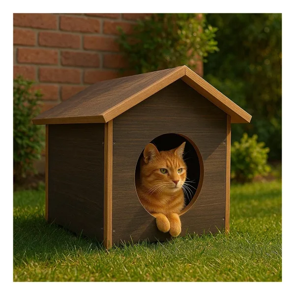 Catmozz Dış Mekan Yağmura Soğuğa Dayanıklı Çatılı Kedi Evi 40x35x30 cm Sokak Hayvanları İçin