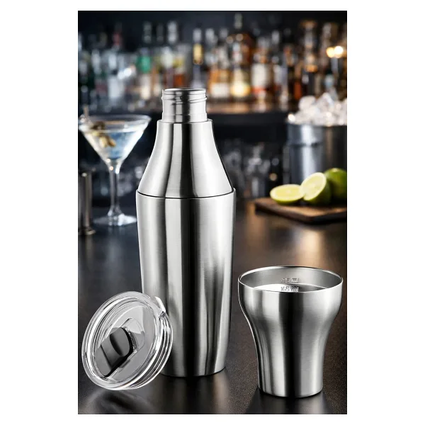 Çok Amaçlı Paslanmaz Çelik Kokteyl Shaker 650 ML - Metalik