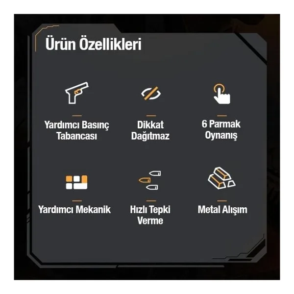 Coofbe 2 Adet Set Telefon Oyun Tetik Seti Mekanik 6 Parmak PUBG Joystick Tetik Tuşu Yüksek Hassasiyetli