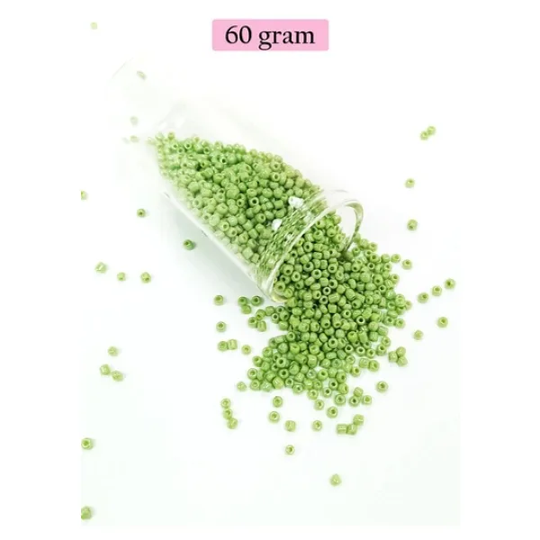 Dökme Cam Kum Boncuk (11/0) 2 mm - 60 Gram - Açık Yeşil - BNC038