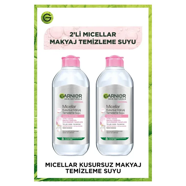 Garnier Micellar Hassas Ciltler Kusursuz 400 ml 2 Adet Makyaj Temizleme Suyu