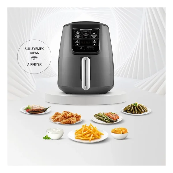 Karaca Air Pro Cook XL 2in1 Airfryer 4 lt Konuşan Yağsız Space Gray Fritöz