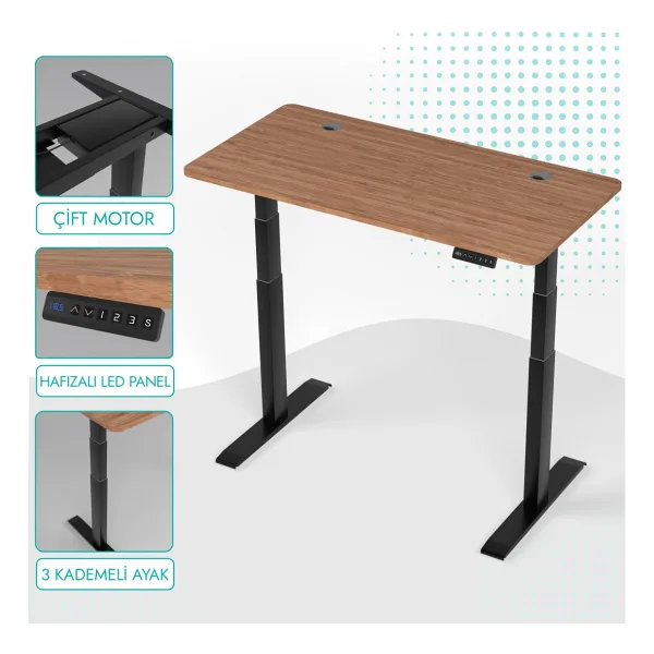 Karr Office O-Flex Duo 180X80 cm Çift Motorlu Elektrikli Bambu Yükseklik Ayarlı Çalışma Masası