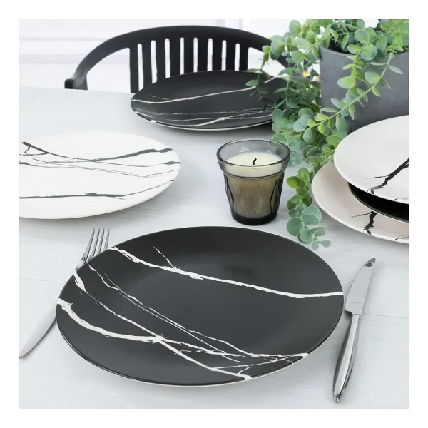 Keramika 17950-51 Mermer Desenli Servis Tabağı 26 cm 6 Adet