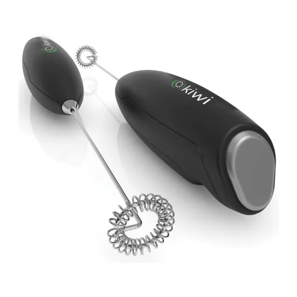 Kiwi KCW-1112 Kablosuz Pilli Süt Köpürtücü ve Kahve Karıştırıcı - Paslanmaz Çelik Uçlu, Ergonomik El Tipi Mini Mikser - Latte, Cappuccino, Frappe ve Sıcak Çikolata İçin Devirli Köpük Yapıcı (Siyah)