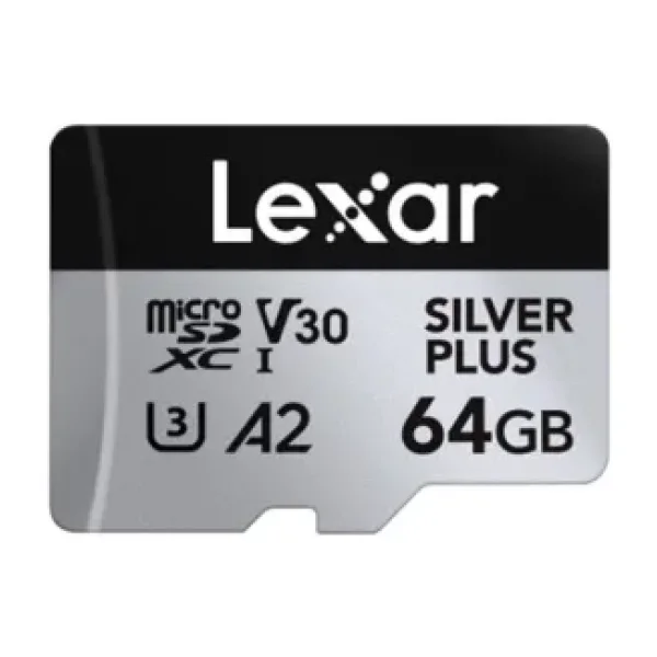 Lexar Professional Silver Plus LMSSIPL064G Class 10 UHS-I U3 A2 V30 64 GB Micro SD Kart