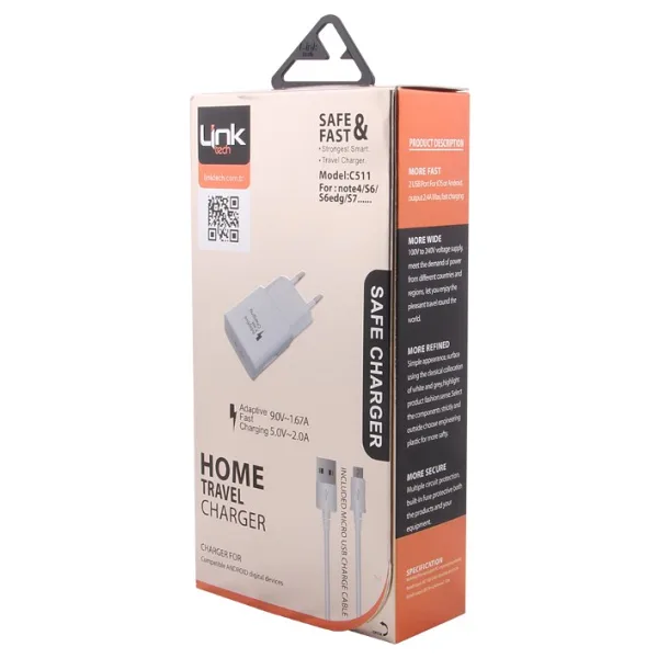 LINKTECH C511 HOME TRAVEL CHARGER 2.1A FOR ANDROID