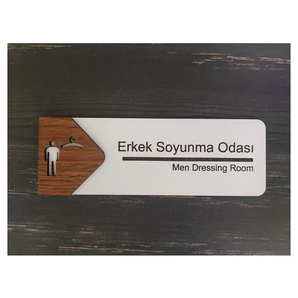 Lucena Erkek Soyunma Odası Ofis Oda Kapı İsimliği Yönlendirme Tabelası Levhası Kişiselleştirilebilir