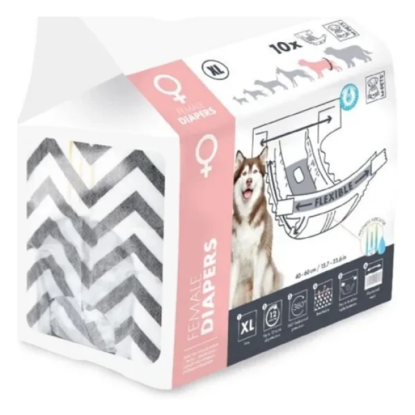 M-Pets Diapers Dişi Köpekler İçin Külot Bez Xl 10'Lu 35X60 Cm