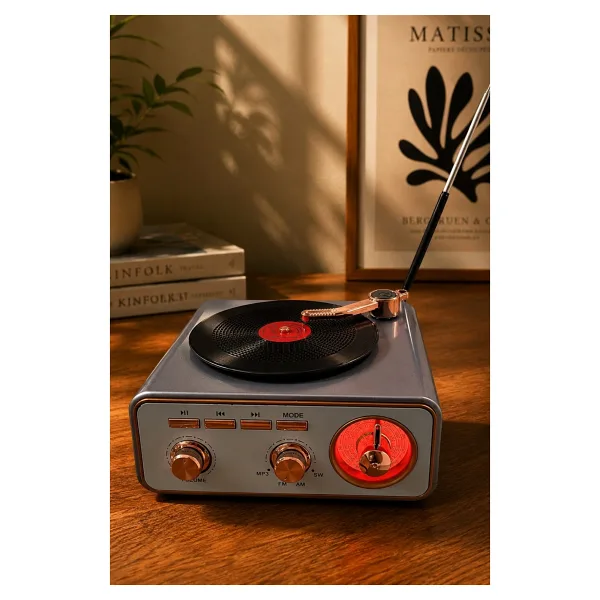 Meier Md-1217Bt Gri Nostaljik Görünümlü Bluetooth Hoparlör Ve 3 Bantlı Şarjlı Radyo