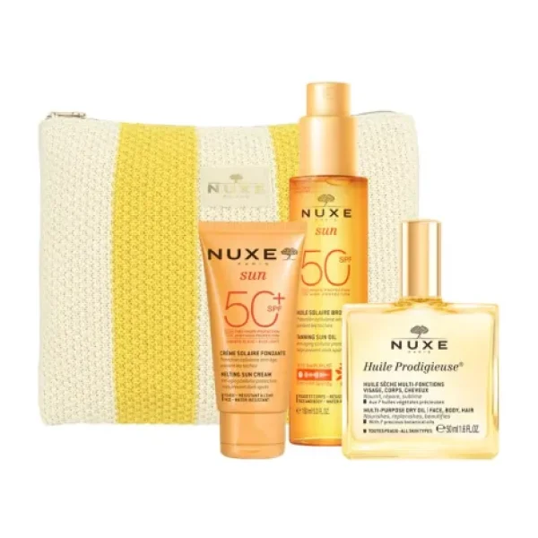 Nuxe Sun Kofre - Bronzlaştırıcı Güneş Yağı SPF50 150 ml + Güneş Kremi SPF50 + Kuru Yağ 50 ml