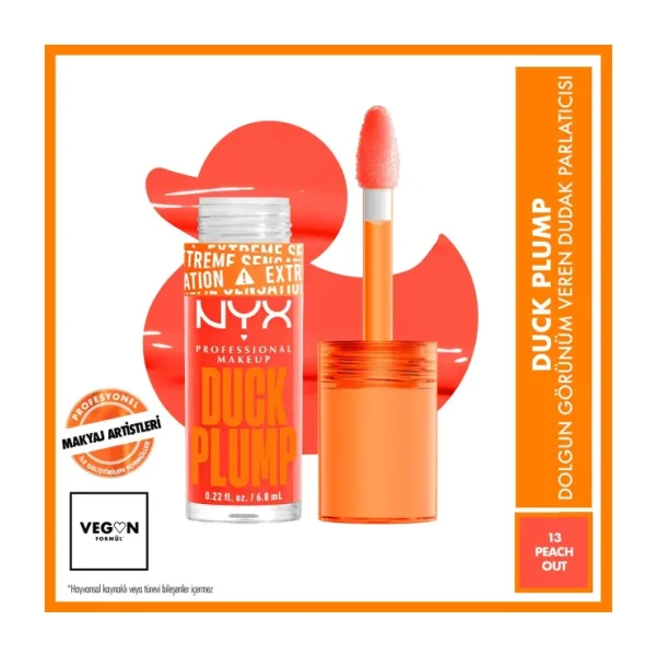NYX Duck Plump Dolgunlaştırıcı Dudak Parlatıcısı 13 Peach Out
