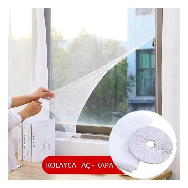 Omak 4'lü Sineklik Yıkanabilir Pencere Sinekliği Cırt Bantlı Yapışkanlı 130 cm x 150 cm - 4 Adet