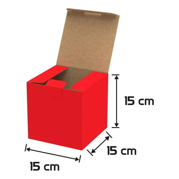 Packanya 15X15X15 - 25 Adet - Kırmızı Kilitli E Ticaret Karton Kargo Kutusu (Ofset Red Chrome)