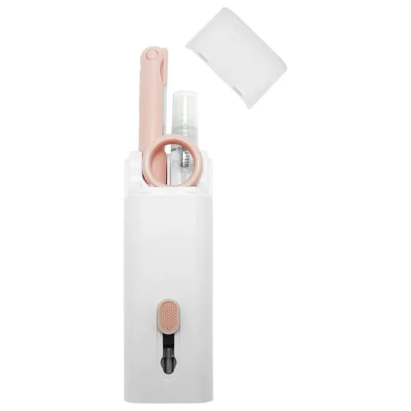 Promosyonca 7'si 1 Arada Elektronik Temizleme Kiti, Klavye, Airpods Pro, Kulaklık, Laptop ve Telefon için Fırçalı Temizleyici Set (Pembe)