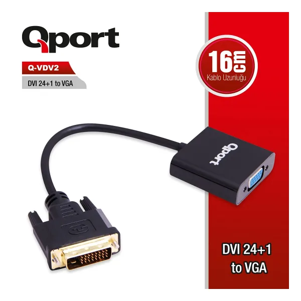 Qport Q-VDV2 DVI 24+1 To VGA Çevirici