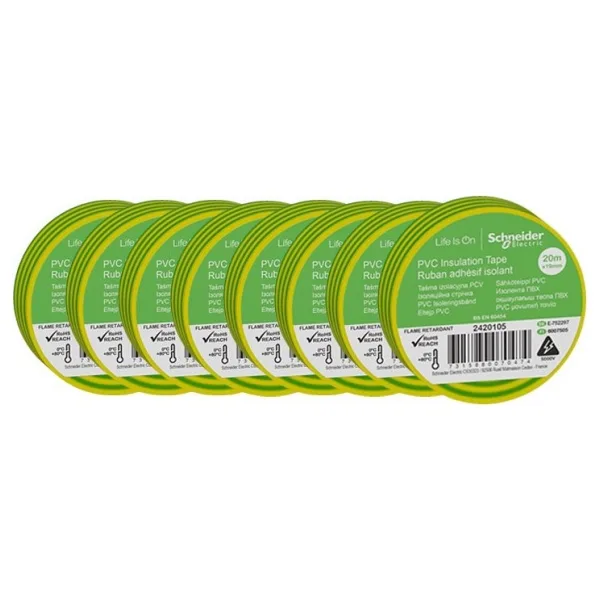 Schneider Thorsman 2420105 19 mm x 20 m 8 Adet Sarı-Yeşil Elektrik Bandı