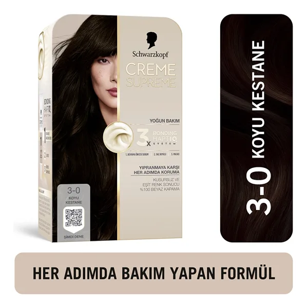 Schwarzkopf Creme Supreme 3.0 Koyu Kestane Saç Boyası