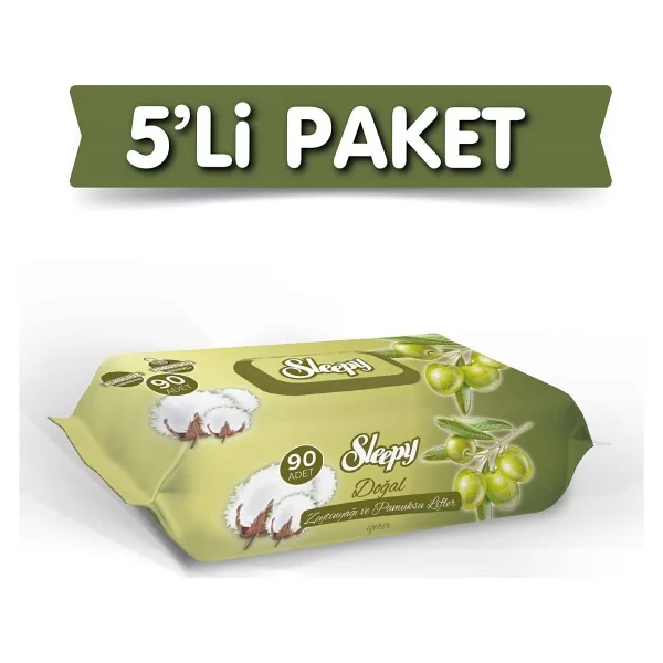 Sleepy Zeytinyağlı 90 Yaprak 5'li Paket Islak Mendil