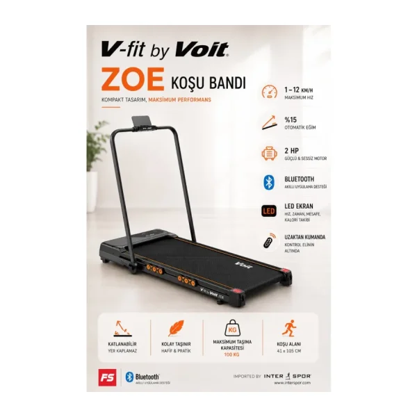 V-Fit Zoe Uzaktan Kumandalı Katlanabilir Koşu Bandı