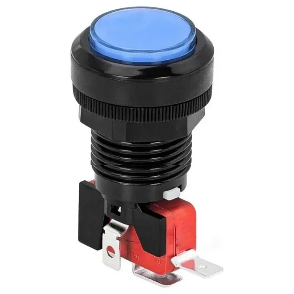 33mm 12V Işıklı Oyun Makinesi Butonu - Mavi