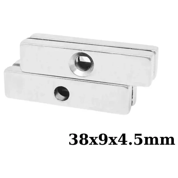 38x9x4.5-5mm Havşa Delikli Neodyum Güçlü Mıknatıs - Neodim Magnet