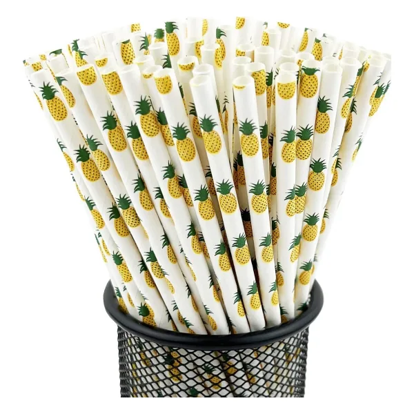3B Trend Kağıt Pipet Ananas Desenli 25'li