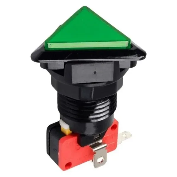 40mm 12V Üçgen Işıklı Oyun Makinesi Butonu - Yeşil