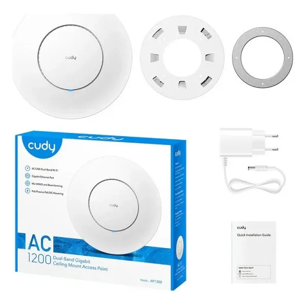 Cudy AP1300 AC1200 1PORT 1X10/100/1000 MBPS 4.64DBI 2.4 GHz & 5 GHz Tavan Tipi Access Point