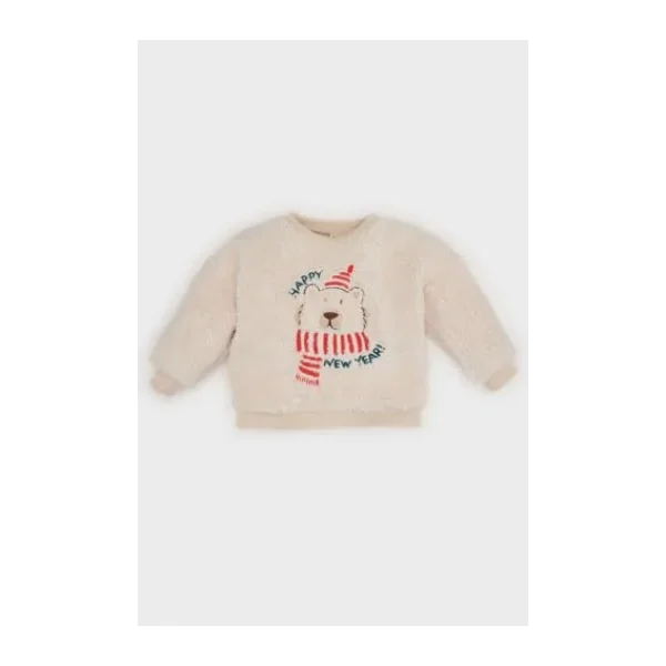 DeFacto Erkek Bebek Bisiklet Yaka Yılbaşı Temalı Pelüş Sweatshirt D6594a524wn