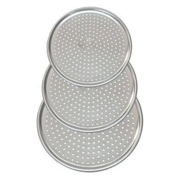 Delikli Pizza Tavası - Metalik Gri