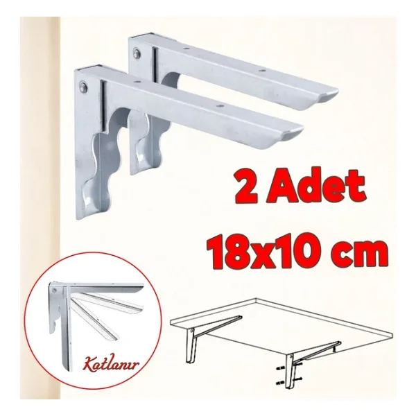 Duvara Monteli Balkon Masası Sehpası Montajı Metal Katlanır Raf Altı Ayağı 18 X 10 Cm (2 Adet)