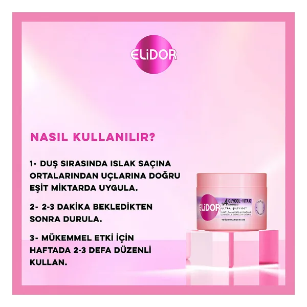 Elidor Glycol + Vita C Ultra Işıltı 100 Yoğun Onarıcı 220 ml Saç Maskesi