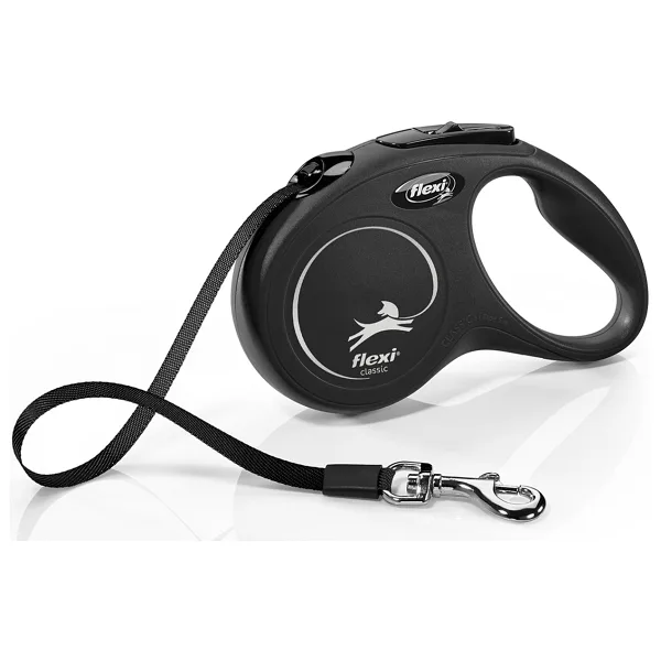 Flexi New Classic 5 m İpli Small Siyah Otomatik Köpek Tasması