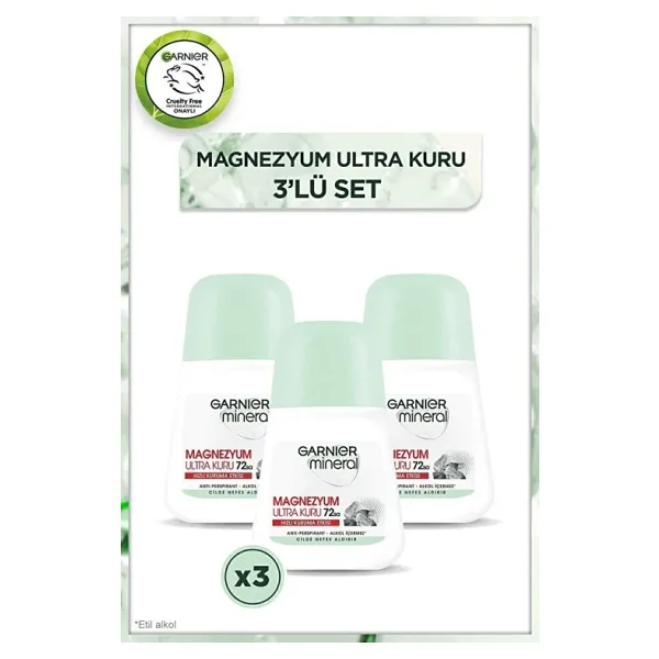 Garnier Mineral Magnezyum Ultra Kuru 50 ml 3 Adet Kadın Roll-On