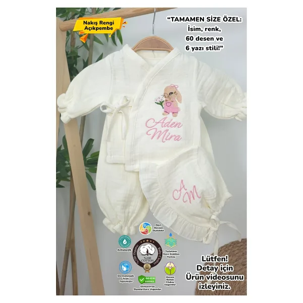 gros shop Müslin Yeni Doğan Organik Hastane Çıkış Seti Tavşan Model