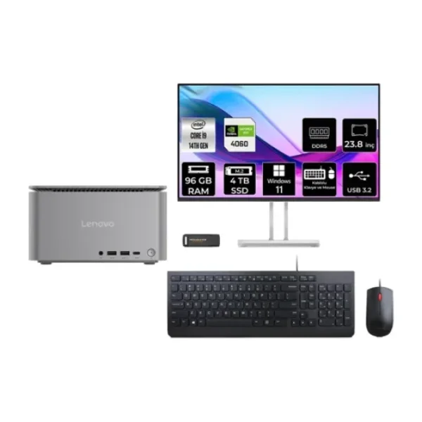 Lenovo Thinkcentre Neo İ9 14900 96Gb 4Tb Ssd Rtx4060/8Gb 23.8" Fhd W11P Mini Masaüstü Bilgisayar
