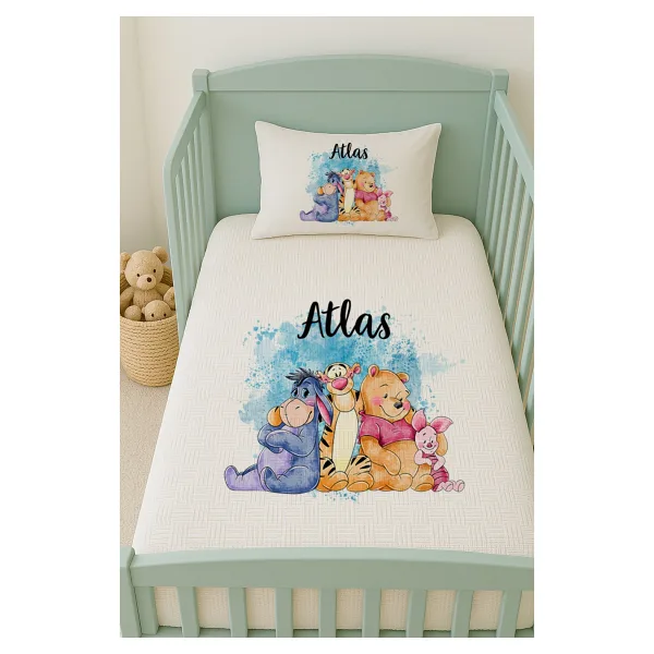 Lilabio %100 Pamuk İsme Özel İsimli 100x150 cm Pike Seti Winnie the Pooh