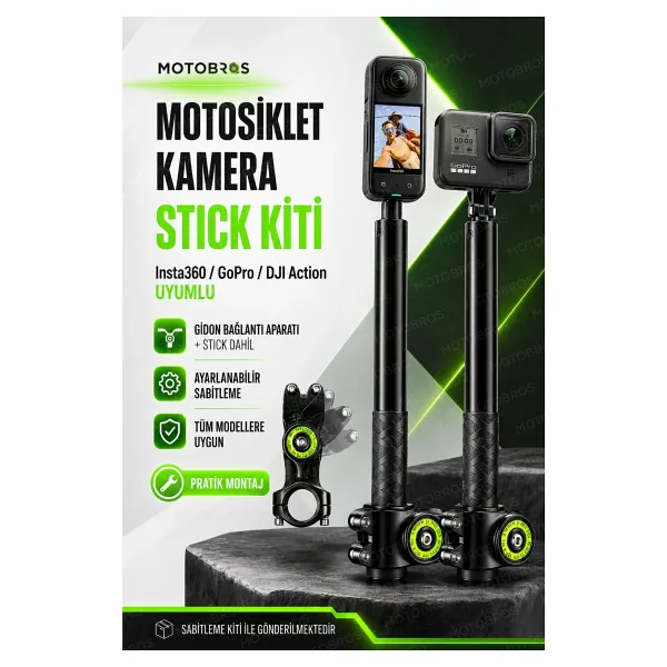 Motobros Insta 360 Çubuk Selfie Stick (GÖRÜNMEZ) One X5 / X4 / X3/ X2 / One R / One X / One Uyumlu