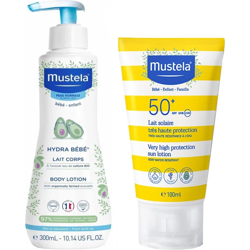 Mustela Güneş Losyonu SPF 50 100 ml Mustela Hydra Bebe Günlük Kullanıma Uygun Vücut Losyonu 300ml