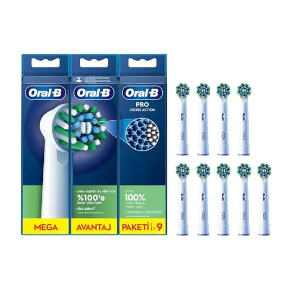 Oral-B Cross Action Şarjlı Diş Fırçası Yedek Başlığı 9 Adet