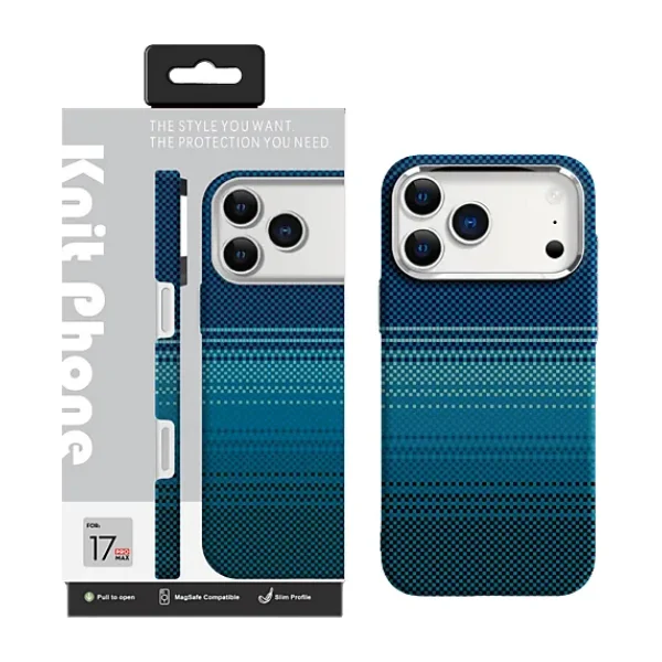 Piili Knit iPhone 17 Kevlar Case Lf-114 Telefon Kılıfı Mavi