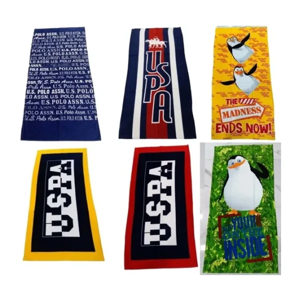 Polo ve Pingui Desenli Plaj Havlusu (SEÇENEKLİ)
